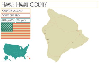 Hawaii 'nin geniş ve detaylı haritası..