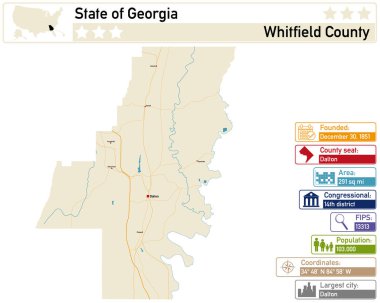 Georgia 'daki Whitfield County' nin detaylı bilgi ve haritası.