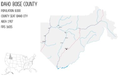 Idaho, ABD 'deki Boise ilçesinin geniş ve ayrıntılı haritası..