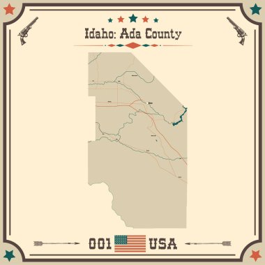 Ada County, Idaho 'nun geniş ve doğru bir haritası..