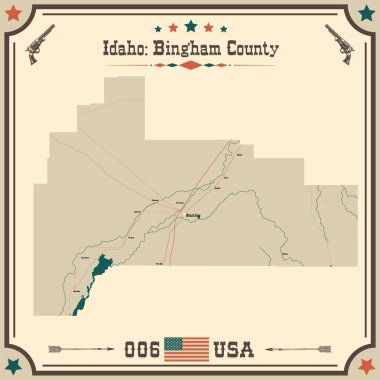 Bingham County, Idaho 'nun geniş ve doğru bir haritası..
