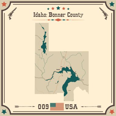 Bonner County, Idaho 'nun geniş ve doğru bir haritası..