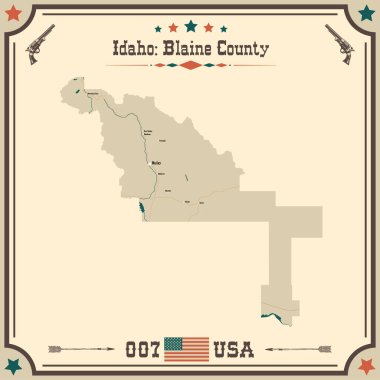 Blaine County, Idaho 'nun geniş ve doğru haritası..