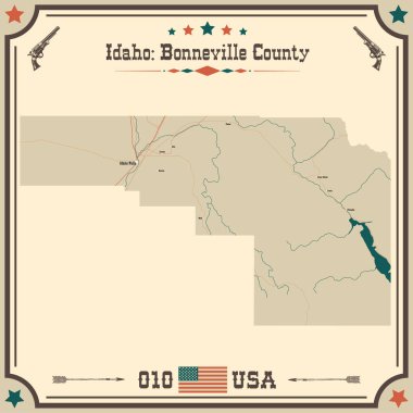 Bonneville County, Idaho 'nun geniş ve doğru bir haritası..