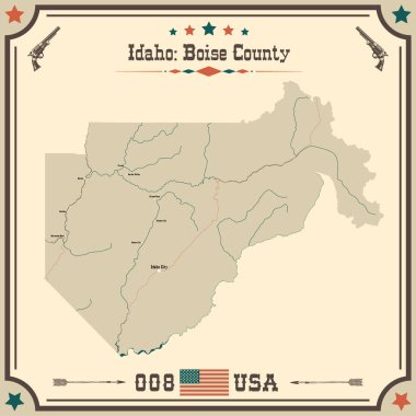 Boise County, Idaho 'nun geniş ve doğru bir haritası..