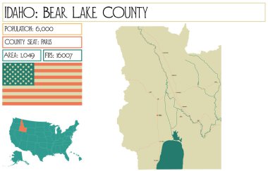 Idaho 'daki Bear Lake County' nin geniş ve detaylı haritası..