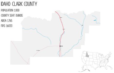 Idaho, ABD 'deki Clark ilçesinin geniş ve detaylı haritası..
