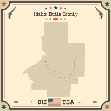 Butte County, Idaho 'nun geniş ve doğru bir haritası..