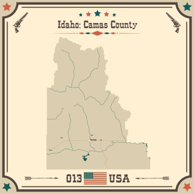 Camas County, Idaho 'nun geniş ve doğru bir haritası..