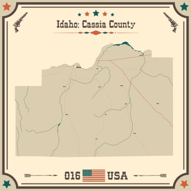 Cassia County, Idaho 'nun geniş ve doğru bir haritası..