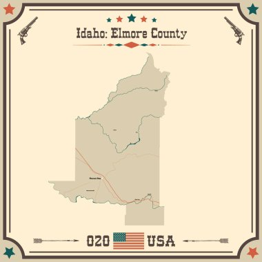 Elmore County, Idaho 'nun geniş ve doğru bir haritası..