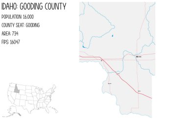 ABD 'nin Idaho şehrindeki Gooding ilçesinin geniş ve ayrıntılı haritası..