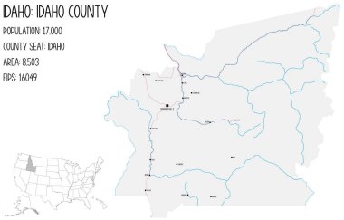 Idaho, ABD 'deki Idaho ilçesinin geniş ve ayrıntılı haritası..