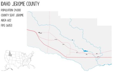 ABD 'nin Idaho kentindeki Jerome ilçesinin geniş ve ayrıntılı haritası..