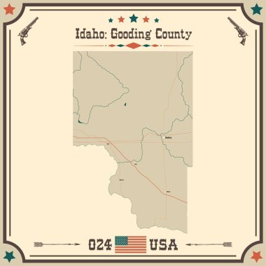Gooding County, Idaho 'nun geniş ve doğru bir haritası..