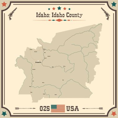 Idaho County, Idaho 'nun geniş ve doğru bir haritası..