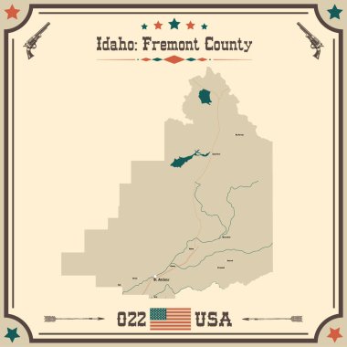 Fremont County, Idaho 'nun geniş ve doğru bir haritası..