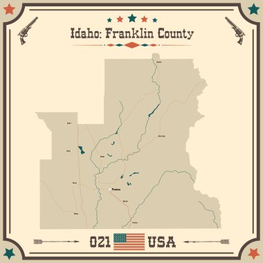 Franklin County, Idaho 'nun geniş ve doğru bir haritası..