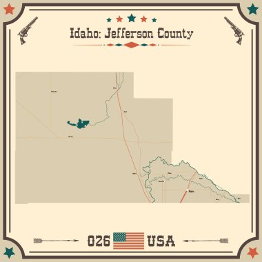 Jefferson County, Idaho 'nun geniş ve doğru bir haritası..