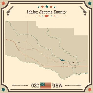 Jerome County, Idaho 'nun geniş ve doğru bir haritası..
