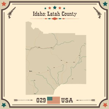 Latah County, Idaho 'nun geniş ve doğru bir haritası..