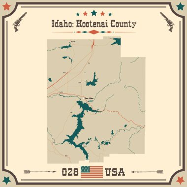 Kootenai County, Idaho 'nun geniş ve doğru bir haritası var..