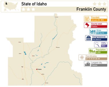 Idaho ABD 'deki Franklin County' nin detaylı bilgi ve haritası.
