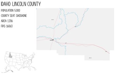 Lincoln ilçesinin Idaho, ABD 'deki geniş ve ayrıntılı haritası..