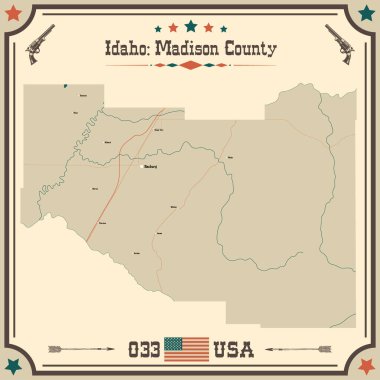 Madison County, Idaho 'nun geniş ve doğru bir haritası..