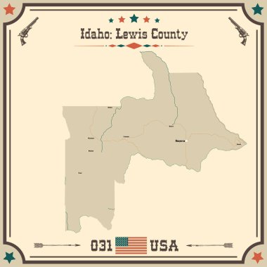 Lewis County, Idaho 'nun geniş ve doğru bir haritası..