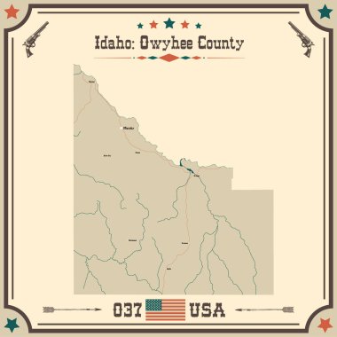 Owyhee County, Idaho 'nun geniş ve doğru bir haritası var..