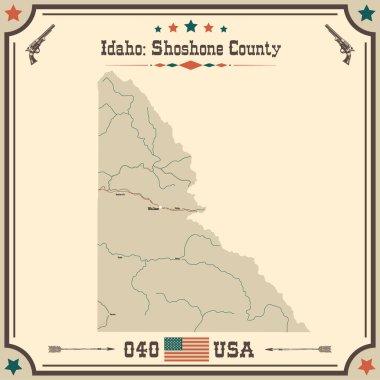 Shoshone County, Idaho 'nun geniş ve doğru bir haritası..