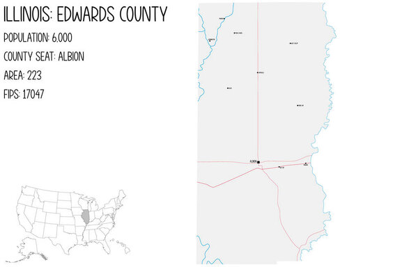 Большая и подробная карта округа Эдвардс в Иллинойс, США.
