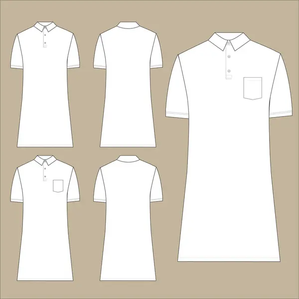 Πόλο Φόρεμα Επίπεδη Μοτίβο Σχέδιο Πρότυπο Mockup — Διανυσματικό Αρχείο