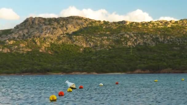 Mediterranean Sea Buoys Mountains High Quality Footage — Video