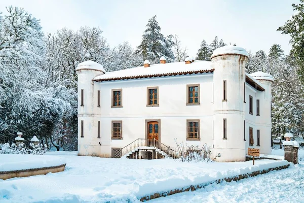 Casa Século Xix Com Neve Villa Piercy Badde Salighes Sardenha — Fotografia de Stock