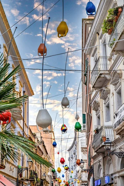 Eski Oristano kasabası, Corso Umberto Caddesi. Yüksek kalite fotoğraf