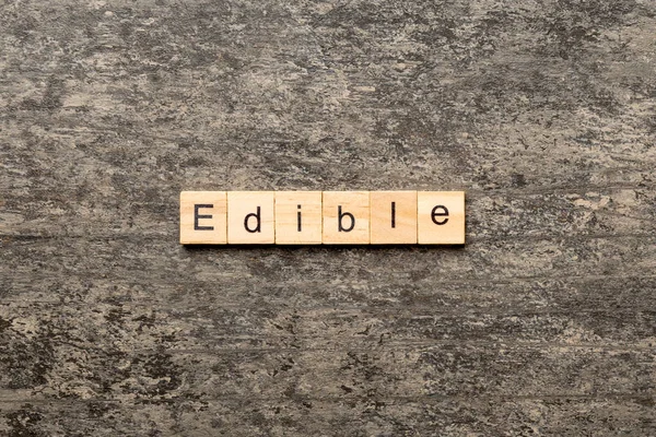 Edible Wort Auf Holzblock Geschrieben Edible Texte Auf Zementtisch Für — Stockfoto