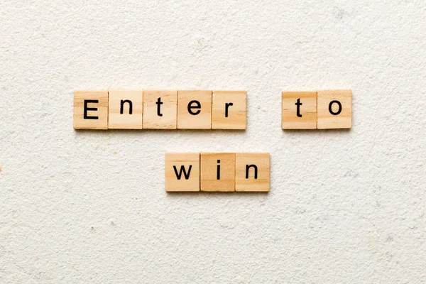 Enter Win Word Written Wood Block Enter Win Text Cement — Stock Photo, Image