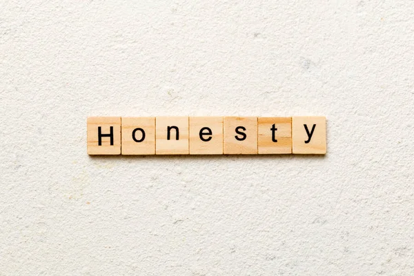 Ehrlichkeit Wort Auf Holzblock Geschrieben Ehrlichkeit Text Auf Dem Tisch — Stockfoto