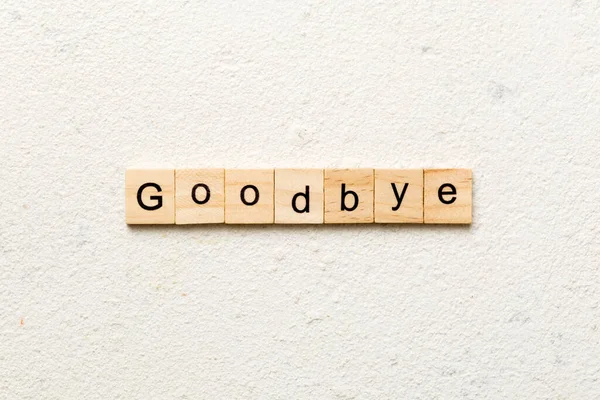 Farväl Det Står Skrivet Träblocket Adjö Text Bordet Koncept — Stockfoto