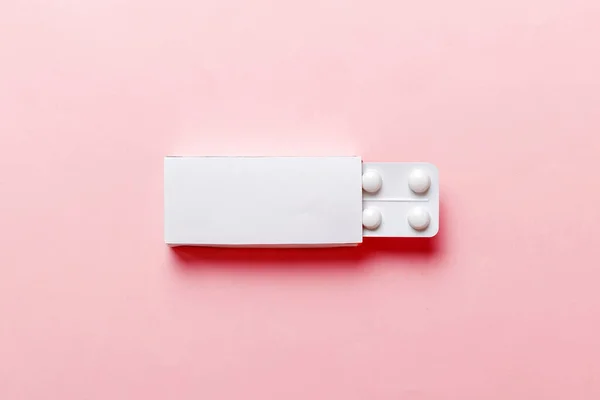 Blank White Product Package Box Mock Open Blank Medicine Drug — Stok fotoğraf