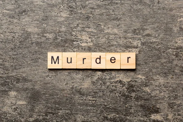 Palabra Asesinato Escrita Madera Texto Asesinato Sobre Mesa Concepto — Foto de Stock