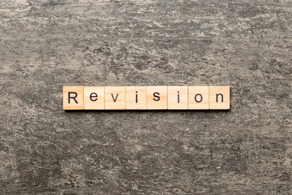 Revision Word Written Wood Block Revision Text Table Concept — Stock Fotó