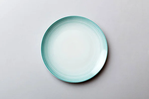 Κάτοψη Της Απομόνωσης Του Χρώματος Φόντο Άδειο Στρογγυλό Μπλε Πιάτο — Φωτογραφία Αρχείου