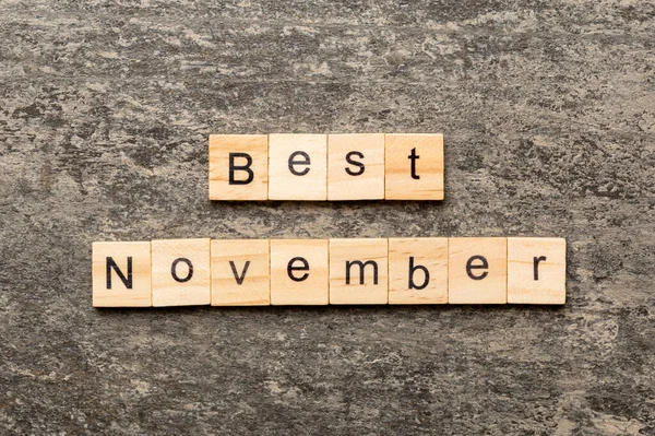 Καλύτερη Λέξη Του Νοέμβρη Γραμμένο Ξύλο Μπλοκ Καλύτερο Κείμενο Νοεμβρίου — Φωτογραφία Αρχείου