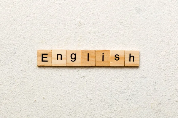 Engelskt Ord Skrivet Träblock Engelsk Text Cementbord För Din Desing — Stockfoto