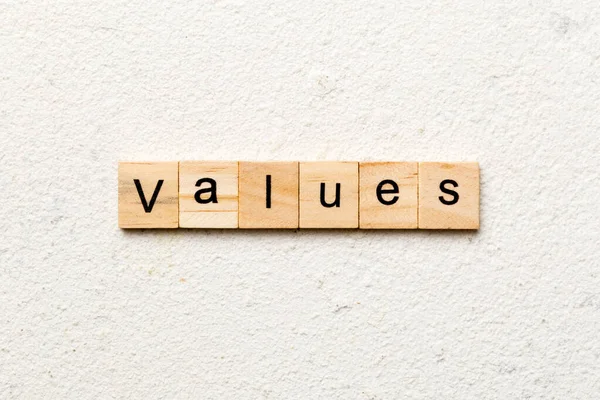 Values Word Written Wood Block Values Text Table Concept — Stock Photo, Image