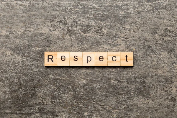 Respekt Wort Auf Holzblock Geschrieben Text Auf Dem Tisch Konzept — Stockfoto
