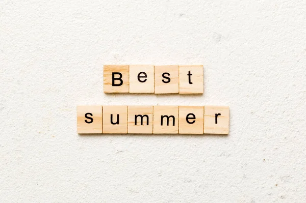 Melhor Palavra Verão Escrito Bloco Madeira Melhor Texto Verão Mesa — Fotografia de Stock